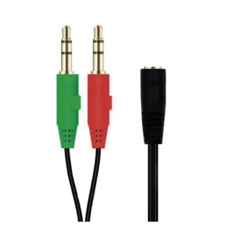 Adaptador Audifono Microfono. 1 hembra 2 machos.
