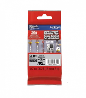 1-2 TZeS941. Cinta BROTHER 18mm Negro en Fondo Plateado 8mt p/PT-E300/E550/D600