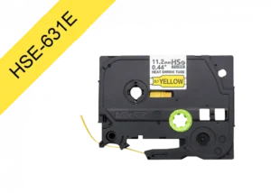 1-5 HSe631e. Tubo BROTHER 11,2mm Am Termo retráctil 2,1-7mm Negro en Amarillo de 1,5mt
