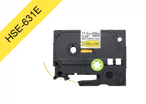 HSe631e. Tubo BROTHER 11,2mm Am Termo retráctil 2,1-7mm Negro en Amarillo de 1,5mt