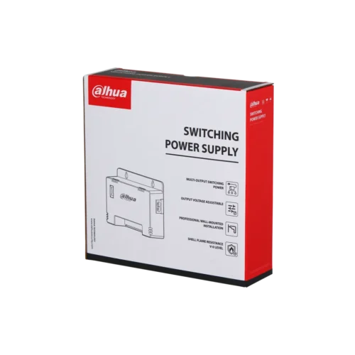 DH-PFM344D-8CH-EN. Fuente de poder Dahua de 8 canales, fuente entrega un máximo de 12W por canal considerando un máximo de 60Watt de entrega en el total de sus salidas.