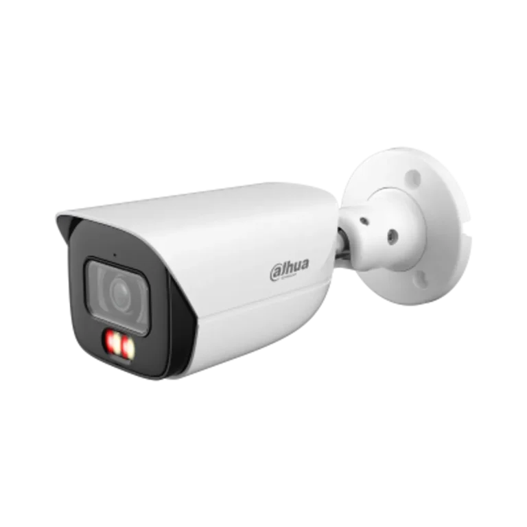 DH-IPC-HFW3449EP-AS-IL-0280B. Cámara IP Dahua tipo Bala, 4MP, lente fijo 2.8mm, Luz multi-color integrada alcanza 50M de iluminación, Posé IA (IVS, SMD, AcuPick), Tecnología Xinghan, Protección IP67.