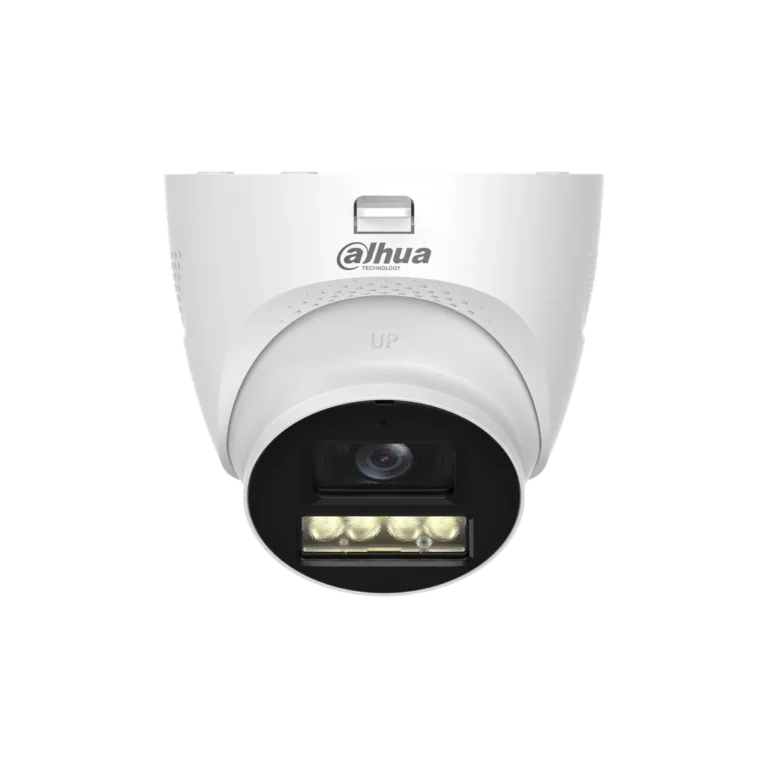 DH-HAC-HDW1200TQN-IL-T-0280B-DIP. Cámara Dahua HDCVI tipo Eyeball de 2MP lente fijo de 2.8mm iluminación dual de hasta 40m protección IP67 con audio bi direccional.