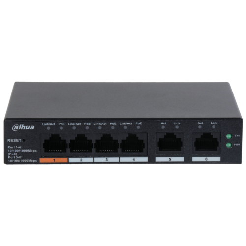 DH-CS4006-4GT-60. Switch Cloud Dahua 6 puertas Gigabit 4xPoe 2 Uplink
