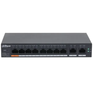 DH-CS4010-8ET-60. Switch dahua cloud de 8 puertos PoE 10/100 Mbps 2 puertos Uplink de 10/100/1000 Mbps, soporta máximo 60W entre todos sus puertos PoE
