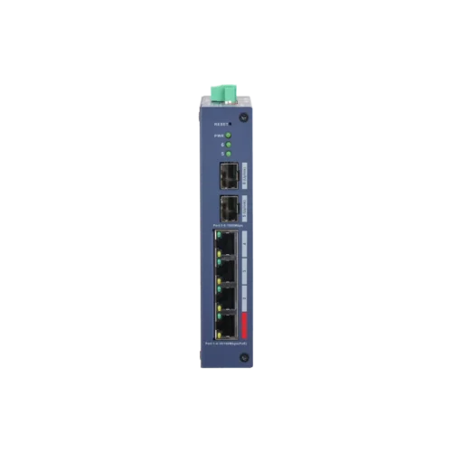 DH-CHS4206-4ET-90. Switch Industrial administrado en la nube, 4 puertos Poe 10/100 + 2 Puertos SFP 1000 Mbps, Proteccion IP30 y IK06.