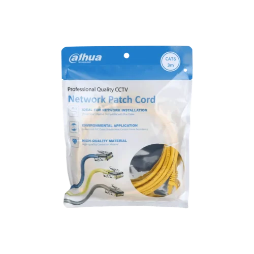 DH-PFM972-6U-3-AM. Patch cord 3 metro Dahua categoría 6 de 24AWG COLOR AMARILLO