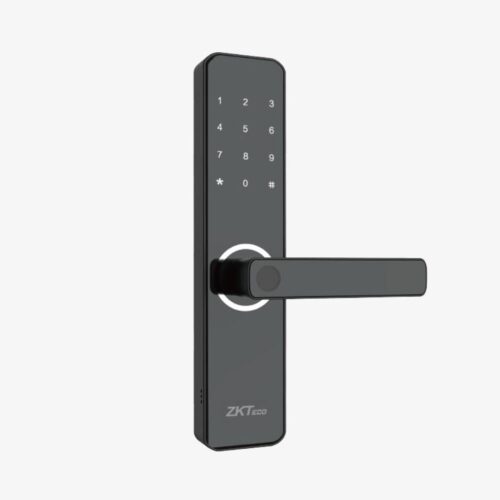 Cerradura-Inteligente-con-Sensor-de-Huella-ZKTeco ML100. cerradura digital biométrica wifi bidireccional con verificación por huella/clave/tarjeta.
