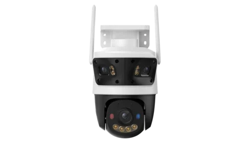 IPC-S7UN-11M0WED. Cámara IMU Cruiser Triple 11MP lente tripe, 2 lente fijos de 3MP 1 lente PT de 5MP cámara de exterior audio bidireccional.