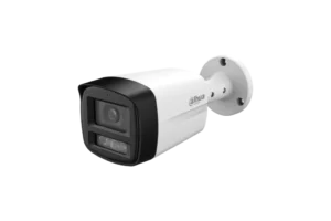 Cámara HDCVI Dahua tipo bullet 5MP Full color iluminación hasta 40m lente fijo 2.8mm protección IP67 carcasa plástica metálica.