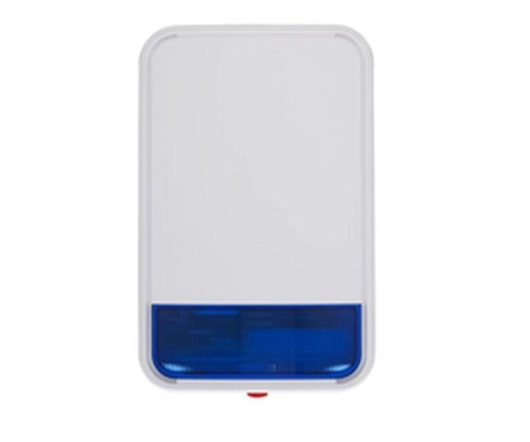 DSc PG9911BBATT. Sirena con luz espectroscópica Exterior 110 dB c/batería Inalámbrica Power G compatible