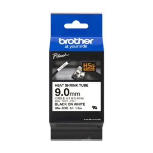 HSe221E_main HSe221e. Tubo BROTHER 9mm Termo retráctil 1,6-5,4mm Negro en Blanco de 1,5mt