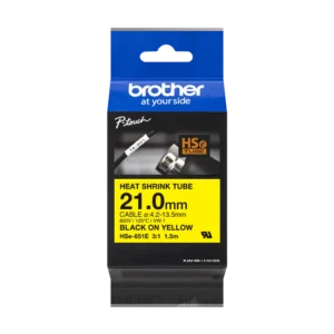 HSe651E_main HSe651e. Tubo BROTHER 21mm Am Termo retráctil 4,2-13,5mm Negro en Amarillo de 1,5mt