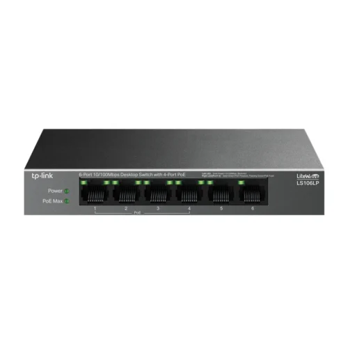 LS106P. Switch tp-link de 6 puertos 10/100Mbps switch de escritorios con 4 puertos PoE+