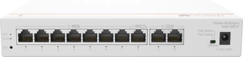 S380-L4P1T. Gateway Huawei eKit 1 puerto WAN 4 puertos PoE LAN 10/100/1000Base-T soporta 200 usuarios concurrentes, capaz de administrar hasta 32 APs
