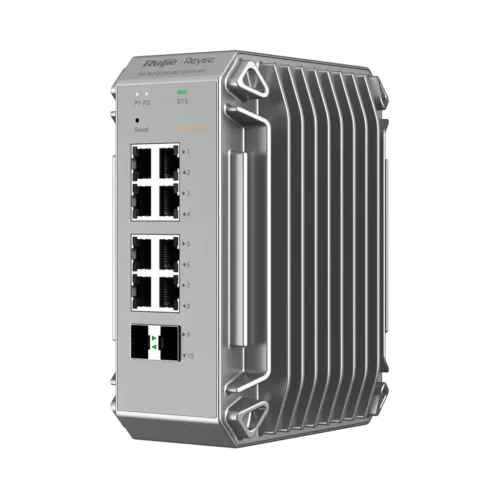 RG-NIS3100-8GT2SFP-HP. Switch Reyee de grado industrial 8 interfaces Gigaethernet PoE+ y 2 SPF 1.25