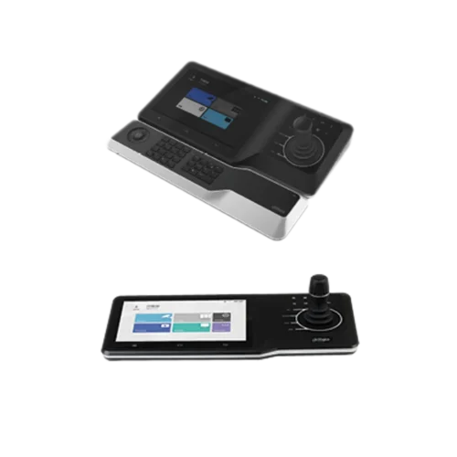 DHI-NKB5000-F. Joystick Dahua de red, permite controlar NVR-XVR-IPC cuenta con 4 salidas HDMI soporta funciones de Video Wall resolución 4K pantalla táctil de 10".