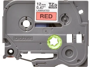 TZe431_1 TZe431. Cinta BROTHER 12mm Negro en Fondo Rojo 8mt p/PT-H110/E300/E550/D600