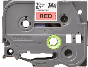 TZe441_1 TZe441. Cinta BROTHER 18mm Negro en Fondo Rojo 8mt p/PT-E300/E550/D600