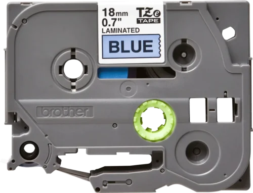 TZe541. Cinta BROTHER 18mm Negro en Fondo Azul 8mt p/PT-E300VP/D600VP/E550WVP
