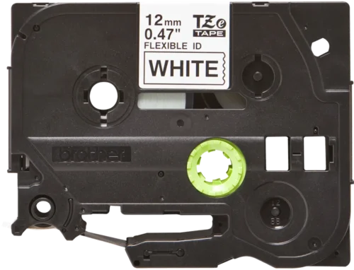 TZeFX231. Cinta BROTHER Flex 12mm Negro en Fondo Blanco 8mt p/PT-H110/E300/E550