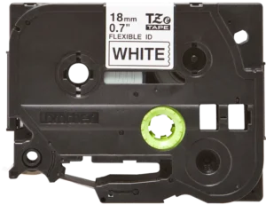 TZeFX241_1 TZeFX241. Cinta BROTHER Flex 18mm Negro en Fondo Blanco 8mt p/PT-E300/E550/D600