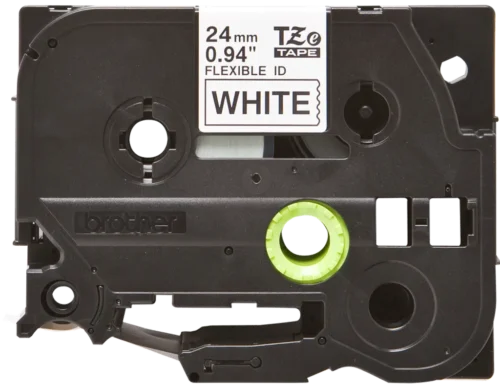 TZeFX251. Cinta BROTHER Flex 24mm Negro en Fondo Blanco 8mt p/PT-E550WVP/D600VP