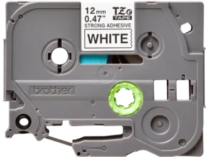 TZeS231_1 TZeS231. Cinta BROTHER E-P 12mm Negro en Blanco 8mt p/PT-H110