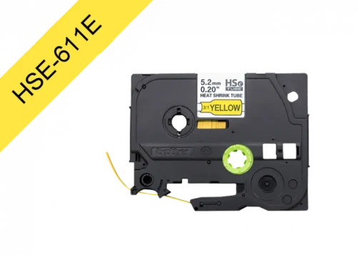 HSe611e. Tubo BROTHER 5,2mm Am Termo retráctil 0,8-3,1mm Negro en Amarillo de 1,5mt