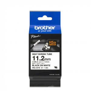 imagenes HSe231e. Tubo BROTHER 11,2mm Termo retráctil 2,1-7,0mm Negro en Blanco de 1,5mt