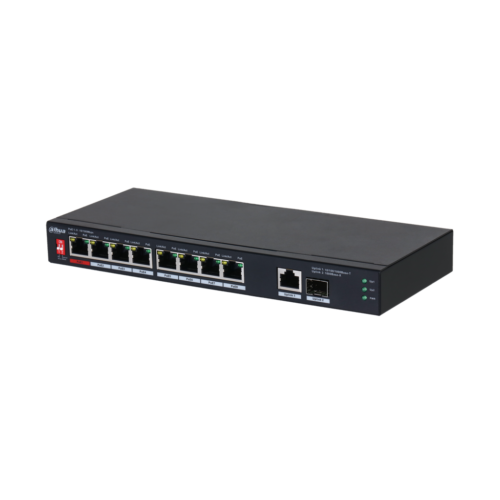 DH-PFS3110-8ET1GT1GF-96. Switch PoE Dahua 8 Entradas PoE Fastethernet, 1 Uplink Gigabits, 1 SFP Upli