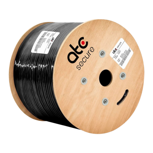 Cable UTP Cat6 100% Cobre PE 24AWG 0.52MM Exterior negro 305M ATC SECURE