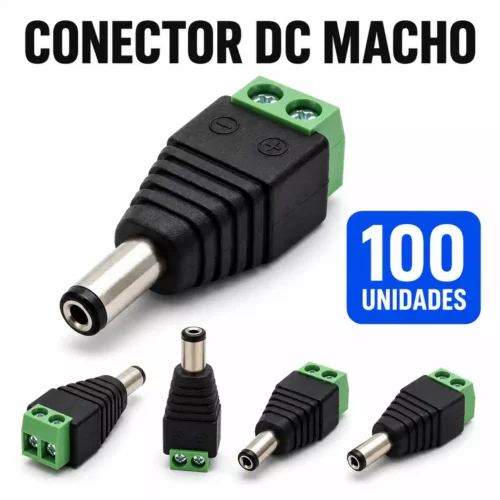 Pack de 100 conectores DC macho marca TKC para cámaras CCTV y alimentación eléctrica
