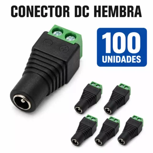 Pack de 100 conectores DC hembra marca TKC para sistemas CCTV y alimentación eléctrica