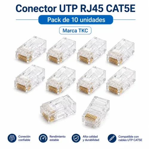 Conector RJ45 CAT5e TKC Pack 10 Unidades Conector TKC RJ45 Cat5e *** 10 UNIDADES ***