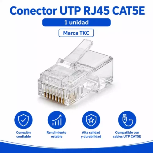 Conector RJ45 CAT5e TKC para Cable de Red Conector TKC Rj45 Cat5e