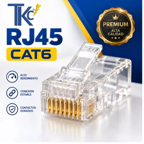 Conector RJ45 Macho UTP CAT6 TKC Unidad Conector TKC RJ45 Macho UTP CAT 6 UNIDAD